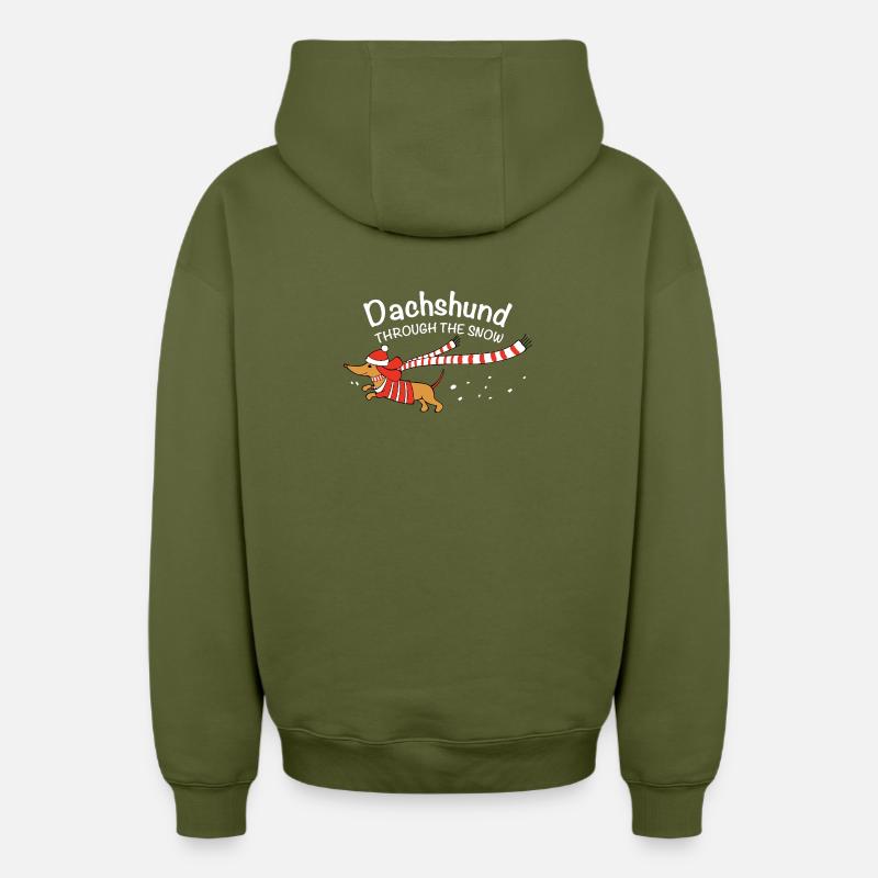 Dackel durch den Schnee - Oversized Heavyweight Unisex Zip Hoodie - Khaki