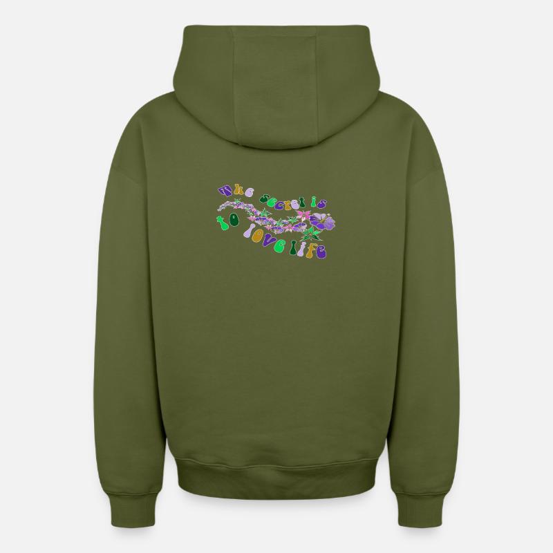 Fleur de Tiare - Sweat à capuche unisexe zippé oversize épais SPREAD - kaki
