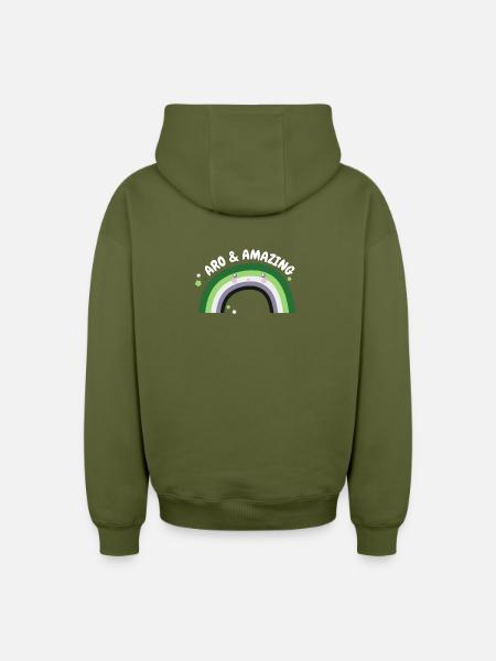 Aromantic and amazing - Oversized Heavyweight Unisex Zip Hoodie - khaki