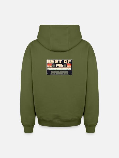 Best Of 1986 Retro Kassette - Oversized Heavyweight Unisex Zip Hoodie - Khaki
