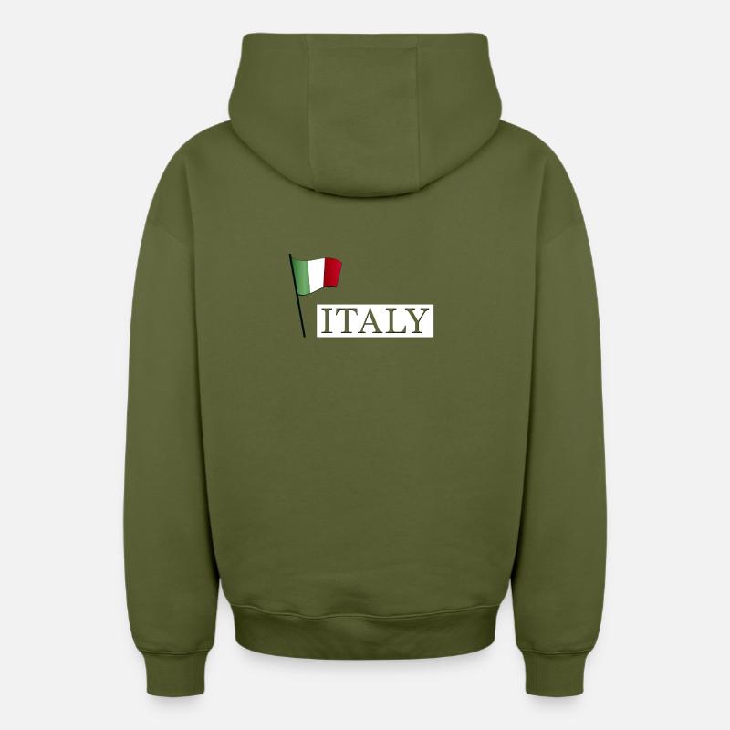 ITALIE Réclamation - Sweat à capuche unisexe zippé oversize épais SPREAD - kaki