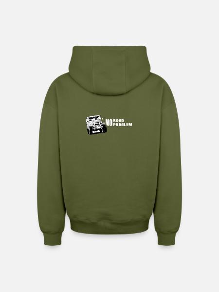 Landcruiser BJ40 No Road No Problem - Oversized Heavyweight Unisex Zip Hoodie - khaki