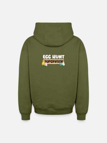 Egg Hunt Supervisor Funny Easter Adult Humor - Oversized Heavyweight Unisex Zip Hoodie - khaki