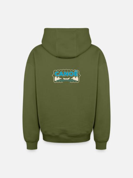Canoeing on Sylvester Lake - Oversized Heavyweight Unisex Zip Hoodie - khaki