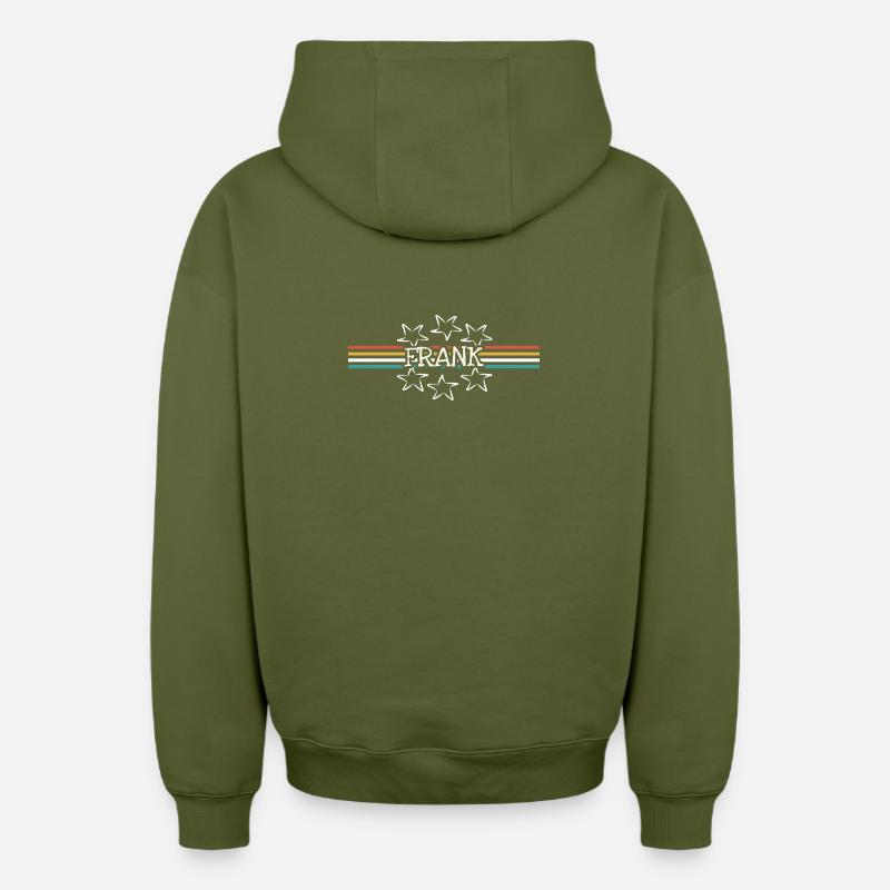 Prénom Frank - Sweat à capuche unisexe zippé oversize épais SPREAD - kaki