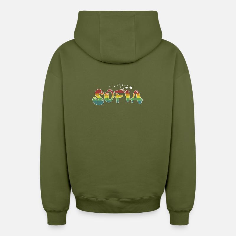 Vorname Sofia Mädchenname Namensgeschenk - Oversized Heavyweight Unisex Zip Hoodie - Khaki