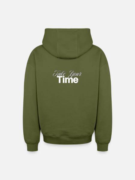 Take Your Time Design - Oversized Heavyweight Unisex Zip Hoodie - khaki
