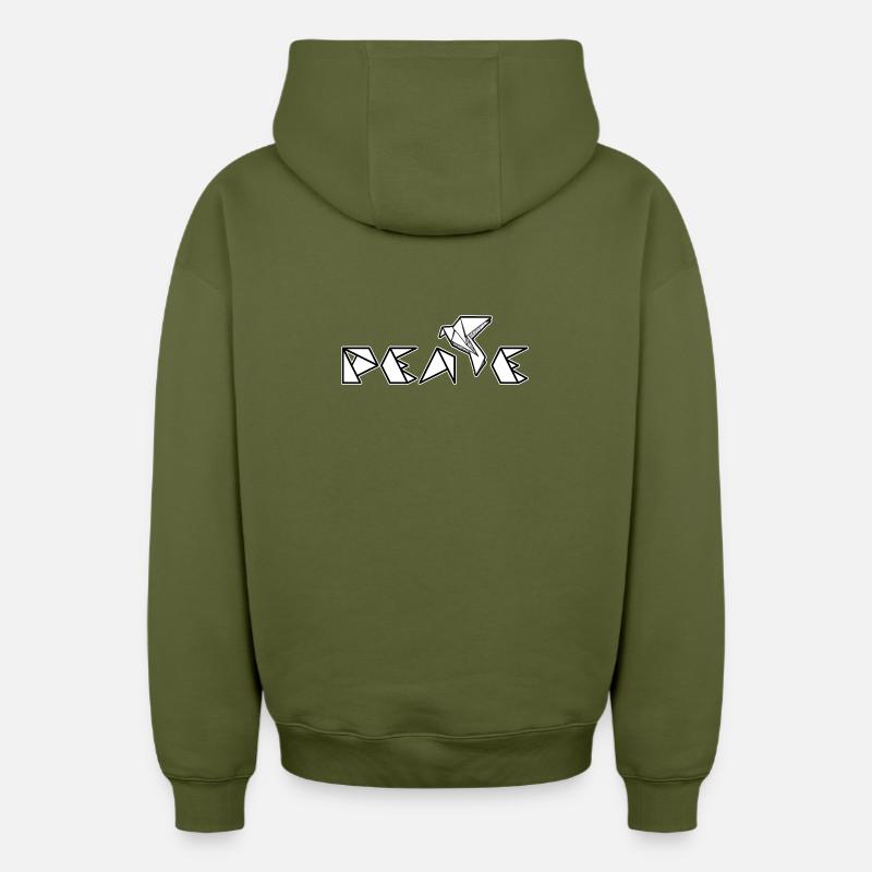 Paix - Sweat à capuche unisexe zippé oversize épais SPREAD - kaki