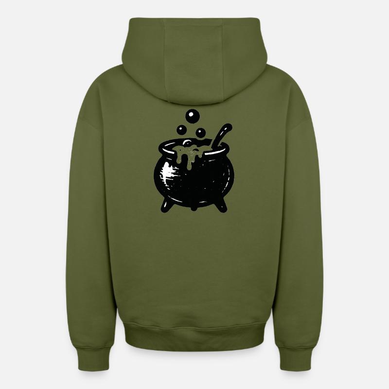 Witch's Cauldron Bubble Magic - Oversized Heavyweight Unisex Zip Hoodie - khaki
