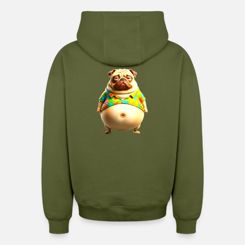 T-shirt d’été Tie Dye Dye Pug - Sweat à capuche unisexe zippé oversize épais SPREAD - kaki