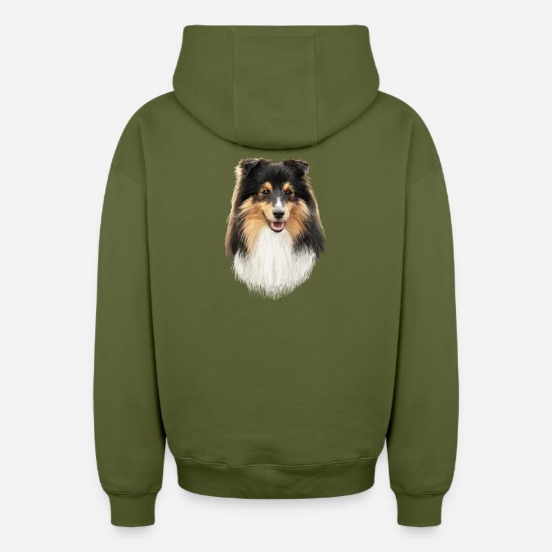 Sheltie - Sweat à capuche unisexe zippé oversize épais SPREAD - kaki