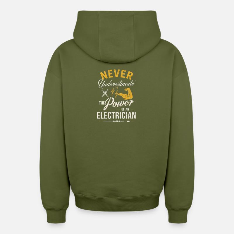 Puissance d'un électricien - Sweat à capuche unisexe zippé oversize épais SPREAD - kaki