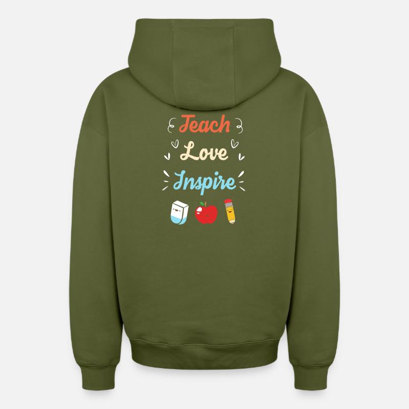 Pédagogue en éducation spécialisée - Sweat à capuche unisexe zippé oversize épais SPREAD - kaki
