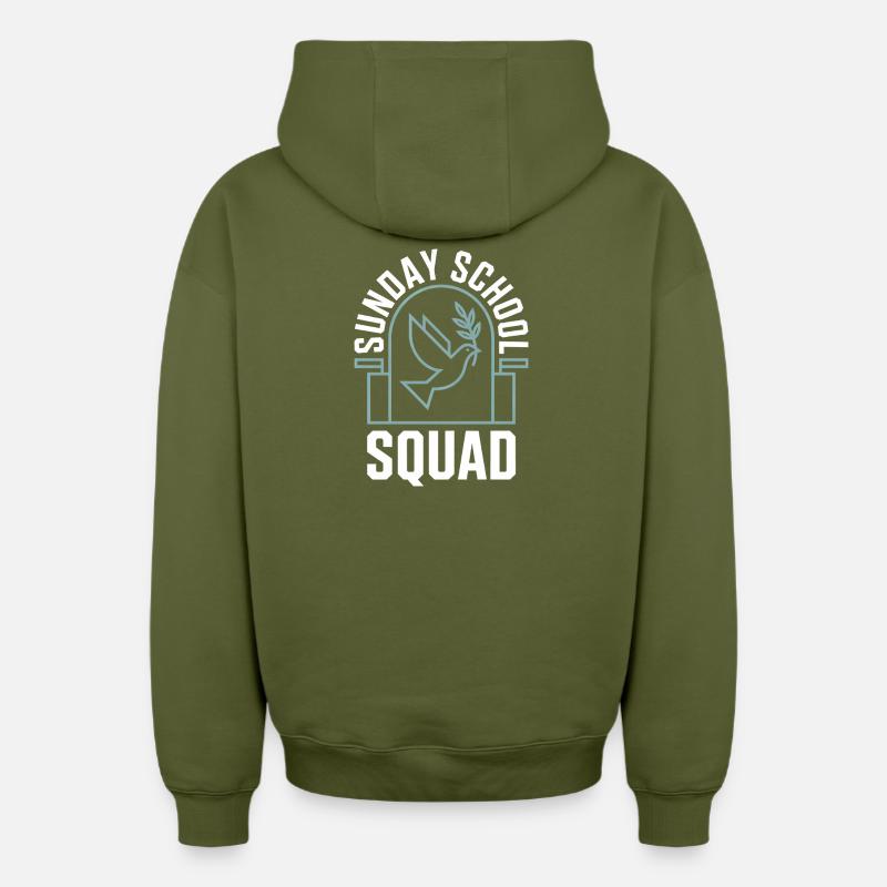 Équipe d’école du dimanche - Sweat à capuche unisexe zippé oversize épais SPREAD - kaki