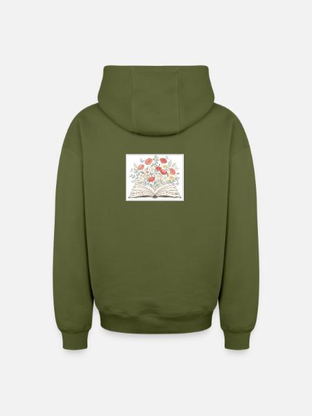 Bücher - Oversized Heavyweight Unisex Zip Hoodie - Khaki