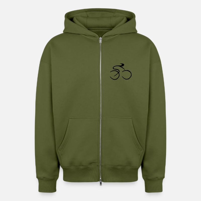 Bicyclette - Sweat à capuche unisexe zippé oversize épais SPREAD - kaki