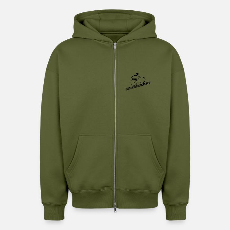 Cyclisme - Sweat à capuche unisexe zippé oversize épais SPREAD - kaki