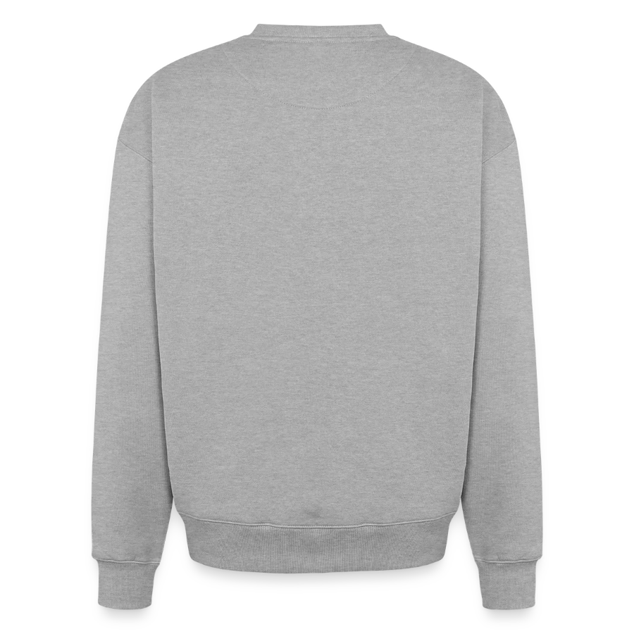 Agrigento badge on a oversized heavyweight unisex sweatshirt, heather grey, back