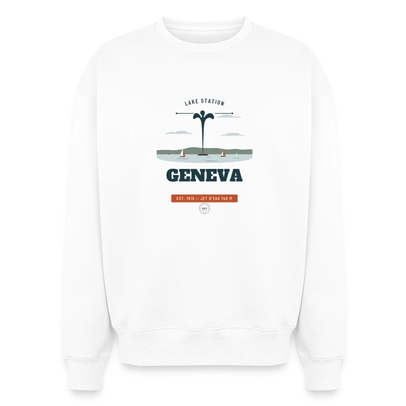 Geneva badge on a oversized heavyweight unisex sweatshirt