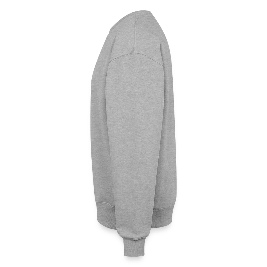 Grindelwald badge on a oversized heavyweight unisex sweatshirt, heather grey, left