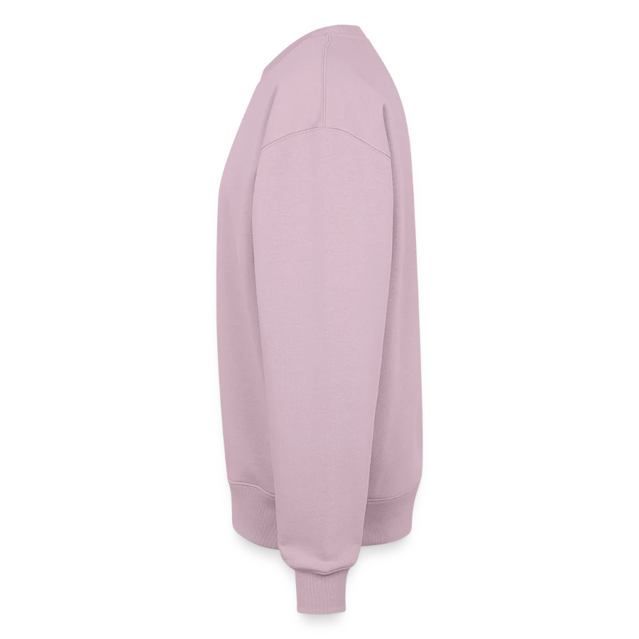 Milan badge on a oversized heavyweight unisex sweatshirt, dusky pink, left