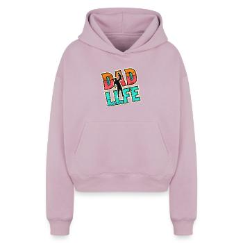 Papa Leben, Vaters Geschenk - Cropped Oversized Heavyweight Frauen Hoodie - Taupe - Vorne - AI Model Female 172 light (172cm)