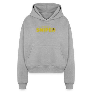 Darts Sniper - Präzisionsspieler Design - Cropped Oversized Heavyweight Frauen Hoodie - Grau meliert - Vorne - AI Model Female 172 dark (172cm)