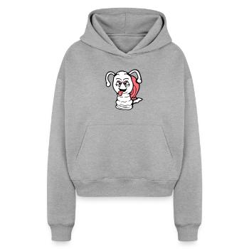 snail naughty tongue sticking out nasty small cool - Cropped Oversized Heavyweight Women's Hoodie - heather grey - Front - AI Model Female 172 dark (172cm)
