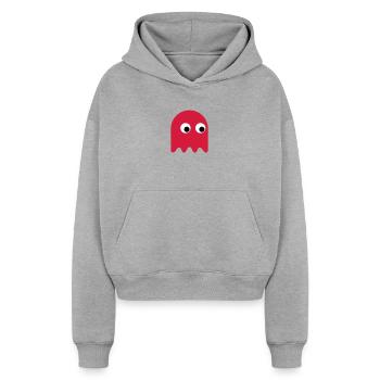 Game Classics Ghost - Cropped Oversized Heavyweight Frauen Hoodie - Grau meliert - Vorne - AI Model Female 172 dark (172cm)