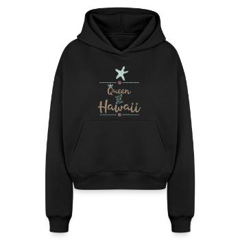 Hawaii - Cropped Oversized Heavyweight Frauen Hoodie - Schwarz - Vorne - AI Model Female 172 light (172cm)