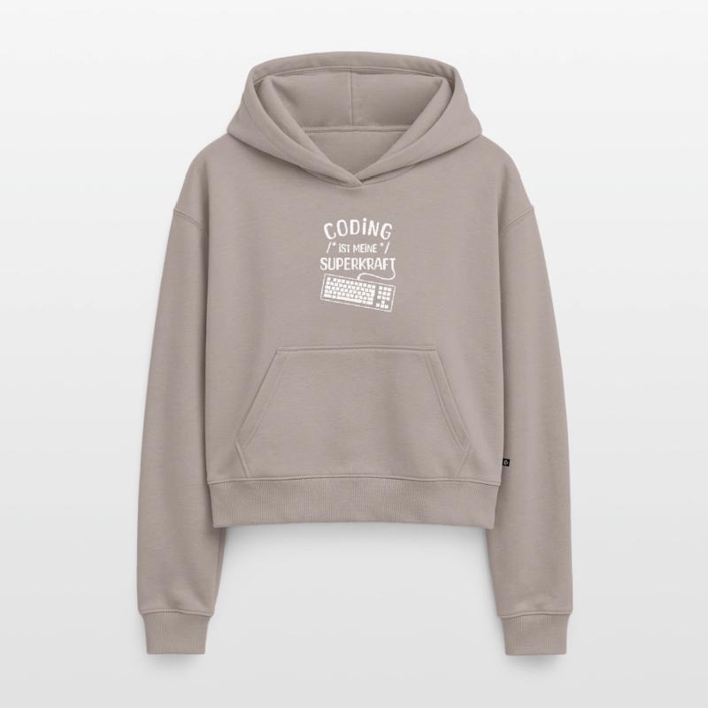 Code Skripting Statement Computerfreak Developer Cropped Oversized Heavyweight Frauen Hoodie