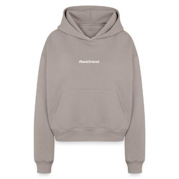 BEST FRIEND Bestfriend Hashtag - Cropped Oversized Heavyweight Women's Hoodie - taupe - Front - AI Model Female 172 light (172cm)