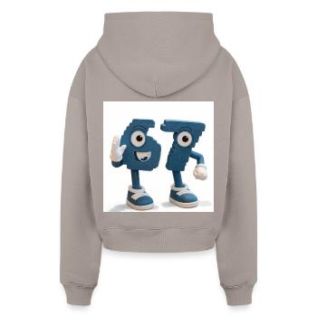 sixseven - Sweat à capuche cropped oversize femme SPREAD - taupe - Dos - AI Model Female 172 light (172cm)