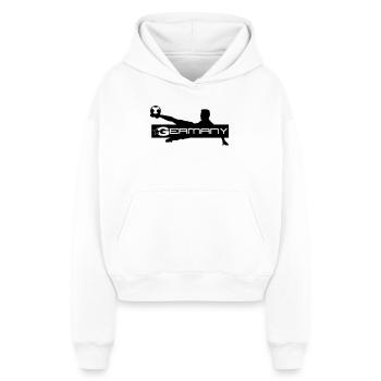 Germany Fußball Deutschland, WM, Sport,Geschenk - Cropped Oversized Heavyweight Frauen Hoodie - Weiß - Vorne - AI Model Female 172 dark (172cm)