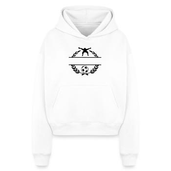 Football 1 - Cropped Oversized Heavyweight Women's Hoodie - white - Front - AI Model Female 172 dark (172cm)