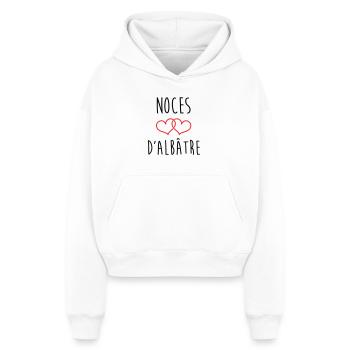 Alabaster Wedding 75 Years of Marriage - Cropped Oversized Heavyweight Women's Hoodie - white - Front - AI Model Female 172 dark (172cm)