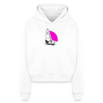 RS 500 Régate de dériveurs à voile voile de couleur - Sweat à capuche cropped oversize femme SPREAD - blanc - Devant - AI Model Female 172 dark (172cm)