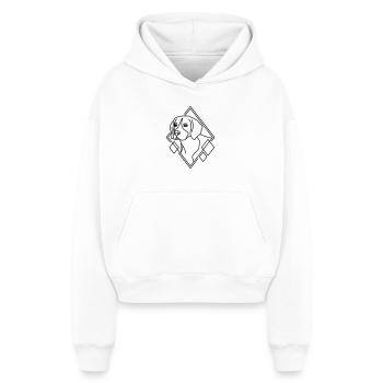 Beagle en forme géométrique - Conception d’art au trait - Sweat à capuche cropped oversize femme SPREAD - blanc - Devant - AI Model Female 172 dark (172cm)