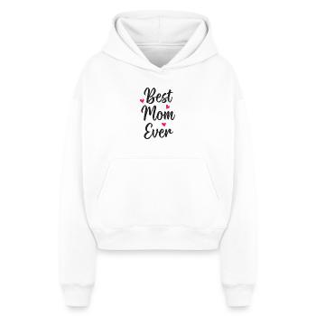 Beste Mutter aller Zeiten - Cropped Oversized Heavyweight Frauen Hoodie - Weiß - Vorne - AI Model Female 172 dark (172cm)