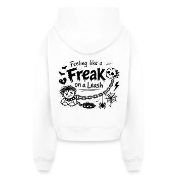 Déclaration sur le fait de se sentir comme un monstre en laisse - Sweat à capuche cropped oversize femme SPREAD - blanc - Dos - AI Model Female 172 light (172cm)