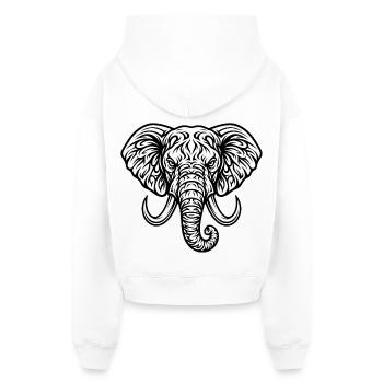 Majestätischer Elefantenkopf - Cropped Oversized Heavyweight Frauen Hoodie - Weiß - Hinten - AI Model Female 172 light (172cm)