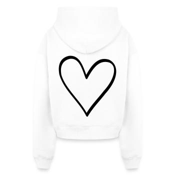 Symbole du coeur amour amitié cadeau de vie - Sweat à capuche cropped oversize femme SPREAD - blanc - Dos - AI Model Female 172 light (172cm)