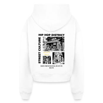 Hip Hop Streetwear Keep It Real – Minimal Rap - Cropped Oversized Heavyweight Frauen Hoodie - Weiß - Hinten - AI Model Female 172 light (172cm)