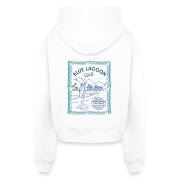Blue Lagoon Tahiti Surf Art Bora Bora - Sweat à capuche cropped oversize femme SPREAD - blanc - Dos - AI Model Female 172 light (172cm)