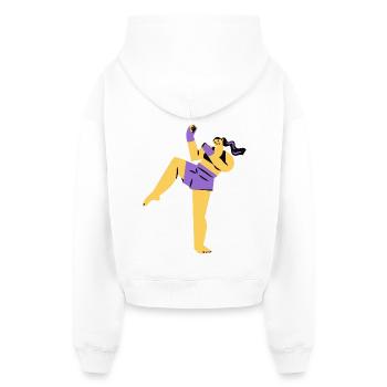 girl boxing - Cropped Oversized Heavyweight Frauen Hoodie - Weiß - Hinten - AI Model Female 172 light (172cm)