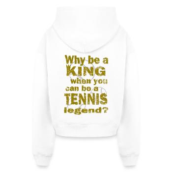 Tennis Why be a king Tennis legend Design - Cropped Oversized Heavyweight Women's Hoodie - white - Back - AI Model Female 172 light (172cm)