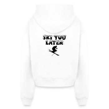Ski You Later Schi und Wintersport Design - Cropped Oversized Heavyweight Frauen Hoodie - Weiß - Hinten - AI Model Female 172 light (172cm)