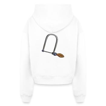 Scie à découper | scie à chantourner - Sweat à capuche cropped oversize femme SPREAD - blanc - Dos - AI Model Female 172 light (172cm)