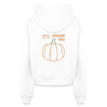 Son illustration du temps de la citrouille - Sweat à capuche cropped oversize femme SPREAD - blanc - Dos - AI Model Female 172 light (172cm)