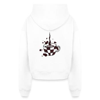 Coffee_Crew - Cropped Oversized Heavyweight Frauen Hoodie - Weiß - Hinten - AI Model Female 172 light (172cm)